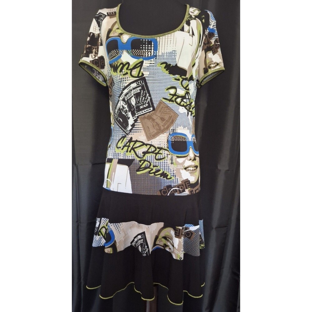Womens Bali of Canada swing dress graphic "Carpe Diem" Sieze the Day Sz 12